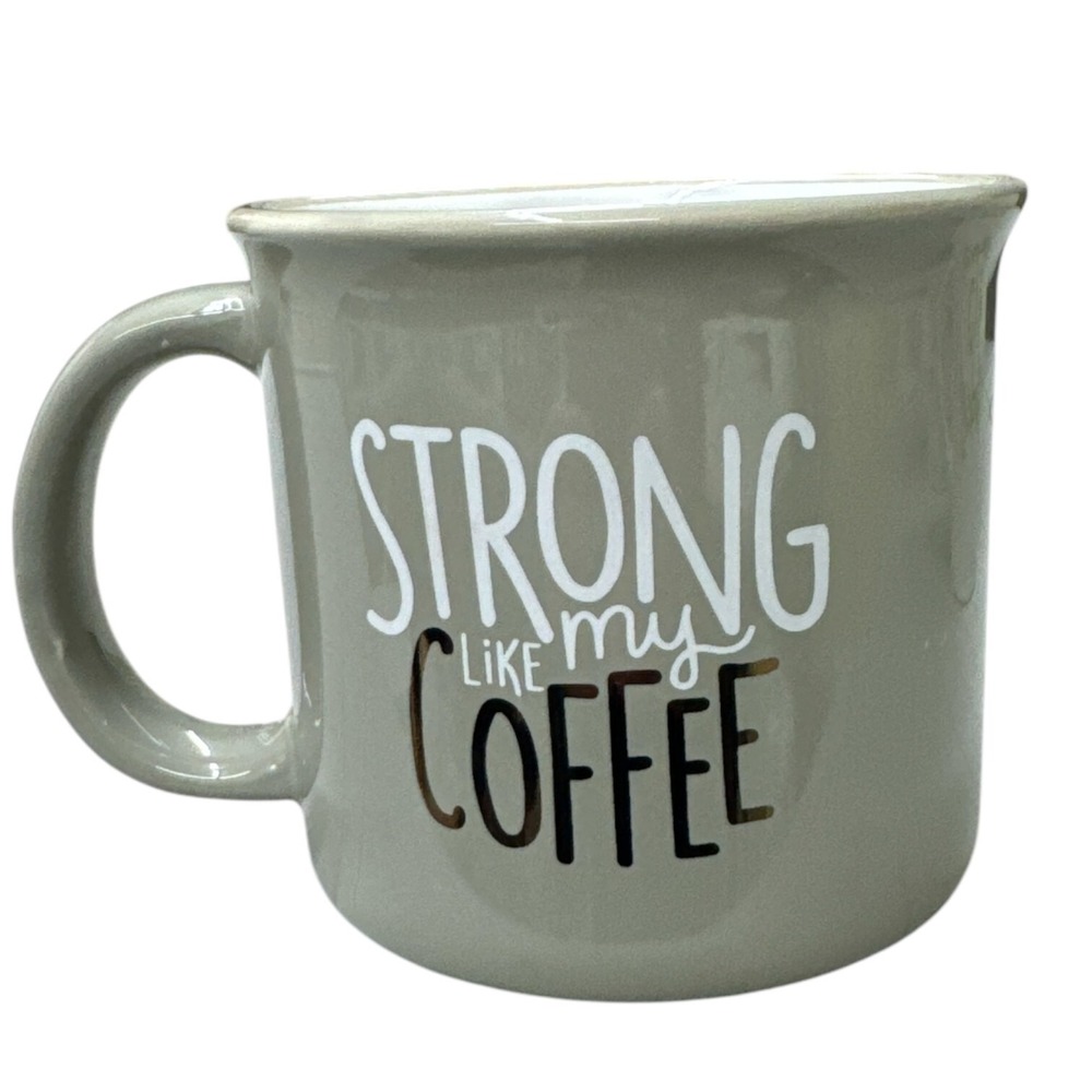 Strong Like My Coffee‎ Camper Mug Ceramic Coffee & Soup Cup 18 Fl Oz NWT